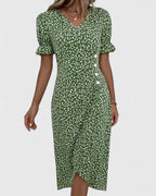 Women's Elegant Wrap Style Side Button Detail Summer Dress | Midi