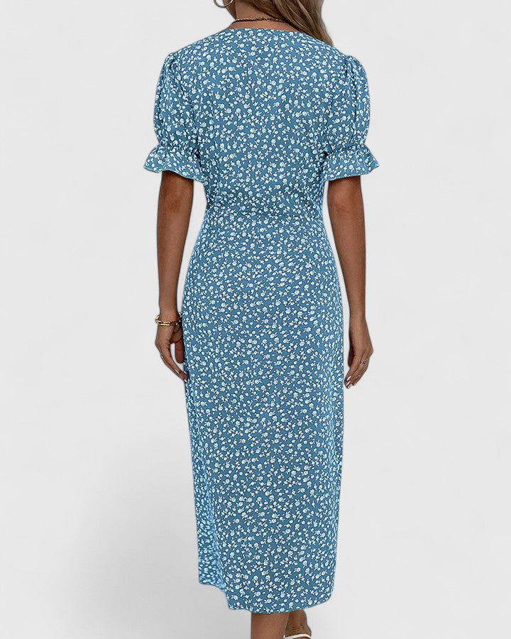 Women's Elegant Wrap Style Side Button Detail Summer Dress | Midi