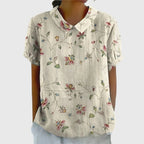 Women's Vintage Floral Peter Pan Collared Blouse | Short Sleeves