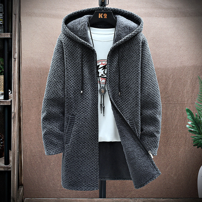 Men's Long Winter Zip Up Hooded Jacket | Oversized
