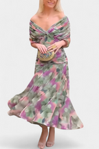 Women's Elegant Off Shoulder Wedding Guest Formal Dress | Maxi