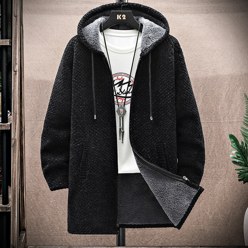 Men's Long Winter Zip Up Hooded Jacket | Oversized