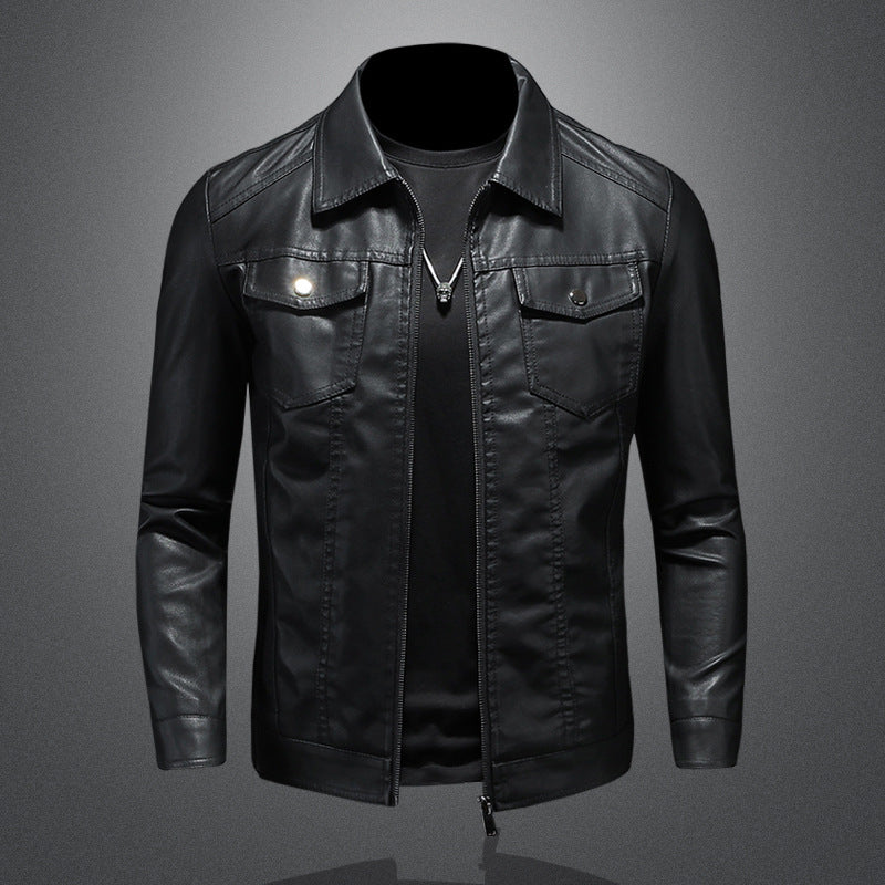 Men's Zip-Up Biker Jacket | Chest Pockets