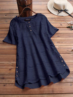 Women's Short Sleeves Casual Blouse | Side Buttons