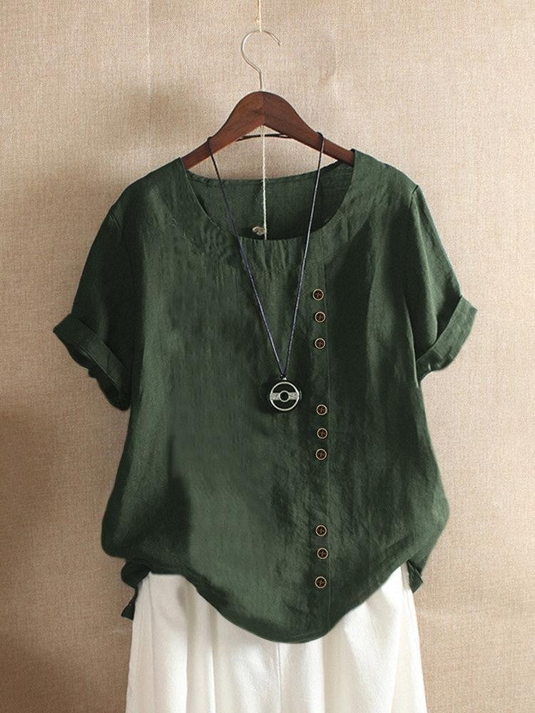 Women's Casual Round Neck Blouse | Short Sleeves