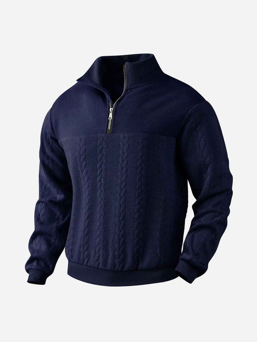 Men's Winter Long Sleeve Knit Sweater | Quarter Zip
