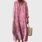 Women's Boho Summer Loose Fit V-Neck Dress | Midi