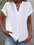 Women's Short Sleeve Button-Front Blouse | White