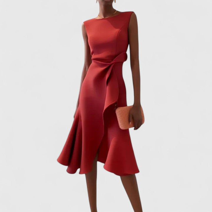 Women's Sophisticated Draped Formal Dress | Midi