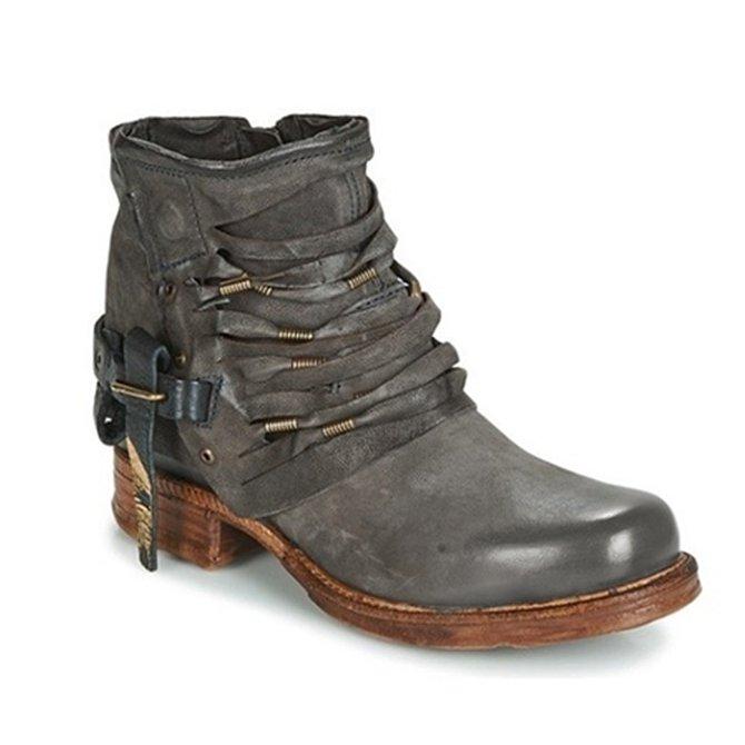 Women's Stylish Distressed Ankle Boots | Buckle-Strap