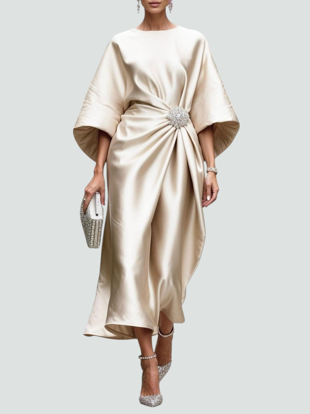 Women's Elegant Formal Lantern Sleeve Dress | Midi