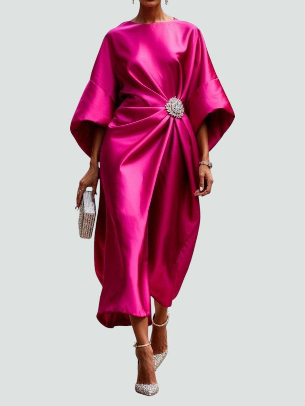 Women's Elegant Formal Lantern Sleeve Dress | Midi