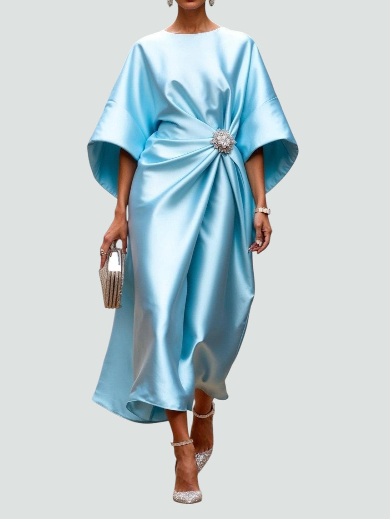 Women's Elegant Formal Lantern Sleeve Dress | Midi