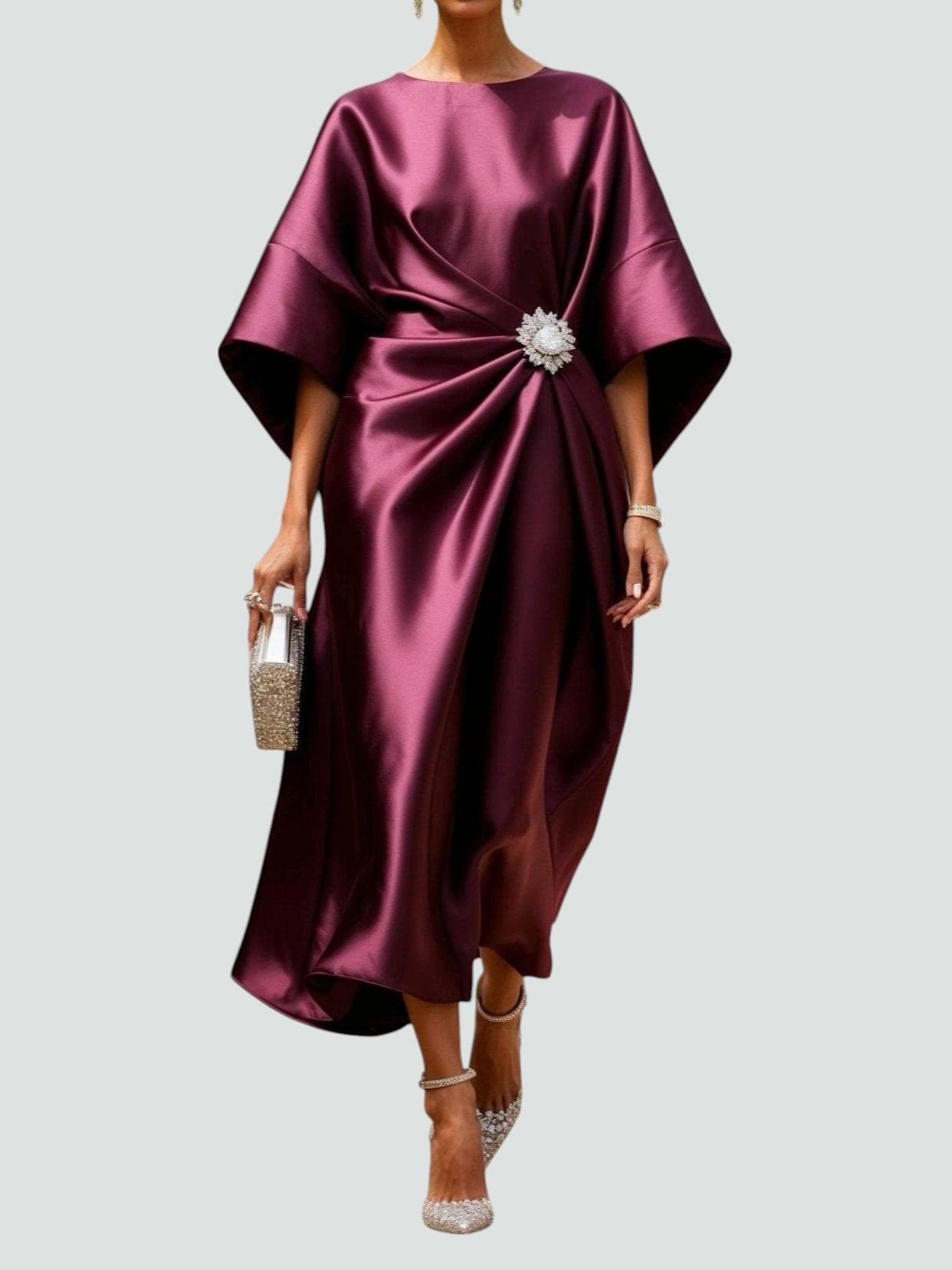 Women's Elegant Formal Lantern Sleeve Dress | Midi