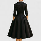 Women's Elegant Formal Wrap Style Flared Evening Dress | Midi