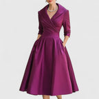 Women's Elegant Formal Wrap Style Flared Evening Dress | Midi
