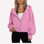 Women's Cropped Zip Up Hoodie | Oversized