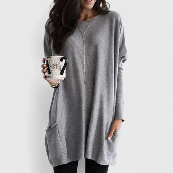 Women's Long Round Neck Knit Sweater | Oversized