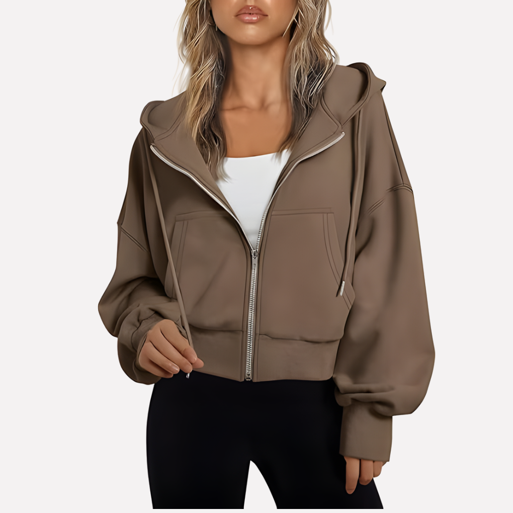 Women's Cropped Zip Up Hoodie | Oversized