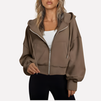 Women's Cropped Zip Up Hoodie | Oversized