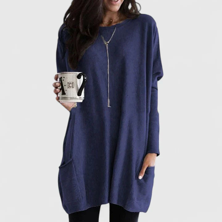 Women's Long Round Neck Knit Sweater | Oversized