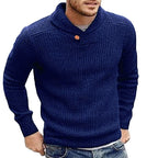 Men’s Ribbed Shawl Collar Sweater | Button Detail