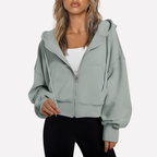Women's Cropped Zip Up Hoodie | Oversized