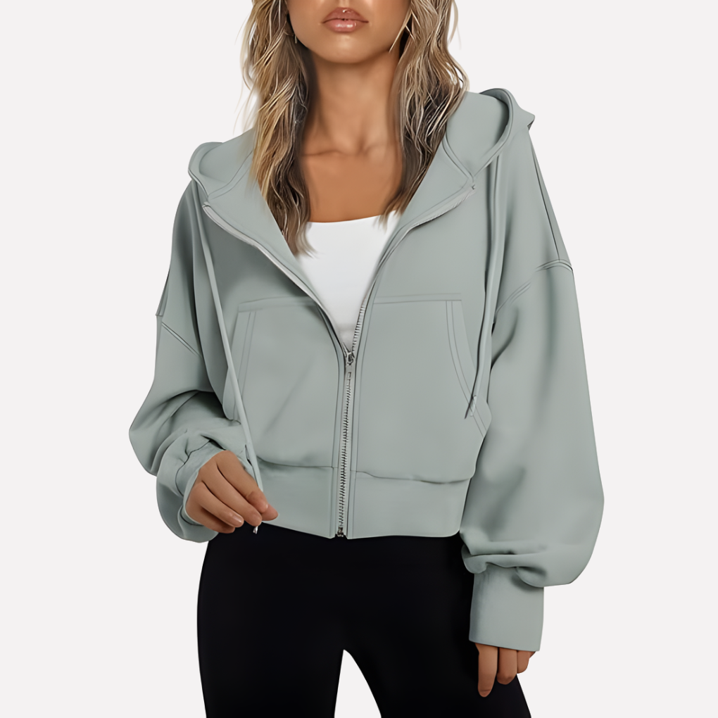 Women's Cropped Zip Up Hoodie | Oversized