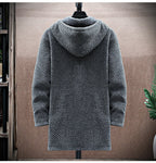 Men's Winter Knit Hooded Zip Up Jacket | Long