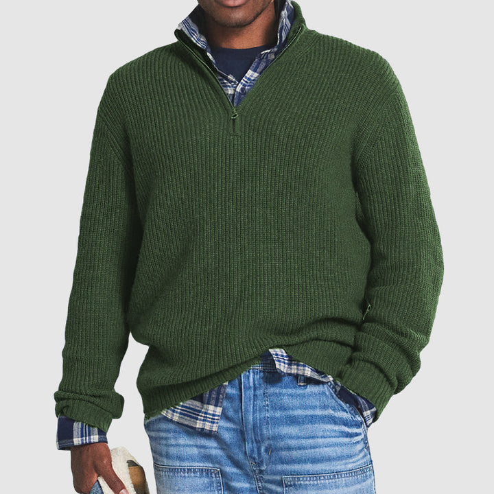 Men’s Ribbed Quarter Zip Sweater | Regular Fit