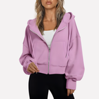 Women's Cropped Zip Up Hoodie | Oversized