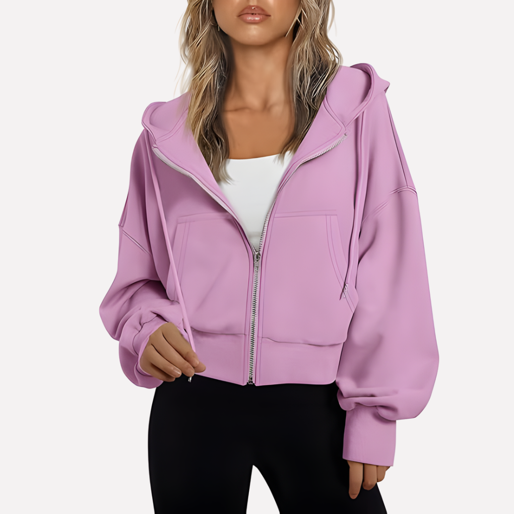 Women's Cropped Zip Up Hoodie | Oversized