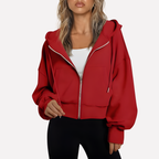 Women's Cropped Zip Up Hoodie | Oversized