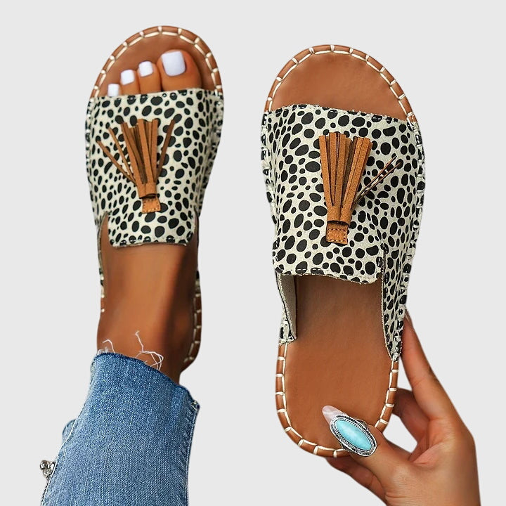 Women's Tassel Detail Bohemian Flat Sandals | Slip On