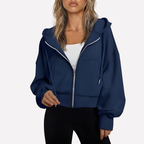 Women's Cropped Zip Up Hoodie | Oversized