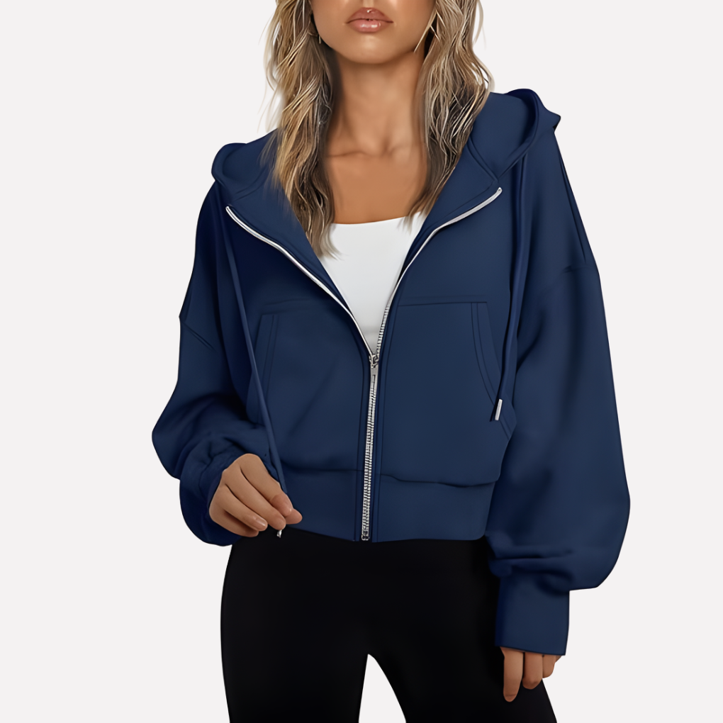Women's Cropped Zip Up Hoodie | Oversized