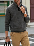 Men’s Quilted Stand Collar Button Sweater | Side Pockets