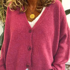 Women's Long Sleeve Oversized Knitted Cardigan | V-Neck
