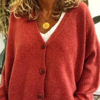 Women's Long Sleeve Oversized Knitted Cardigan | V-Neck