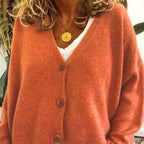 Women's Long Sleeve Oversized Knitted Cardigan | V-Neck