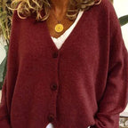 Women's Long Sleeve Oversized Knitted Cardigan | V-Neck