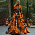 Women's Halloween Floral Long Sleeve Maxi Dress | Party