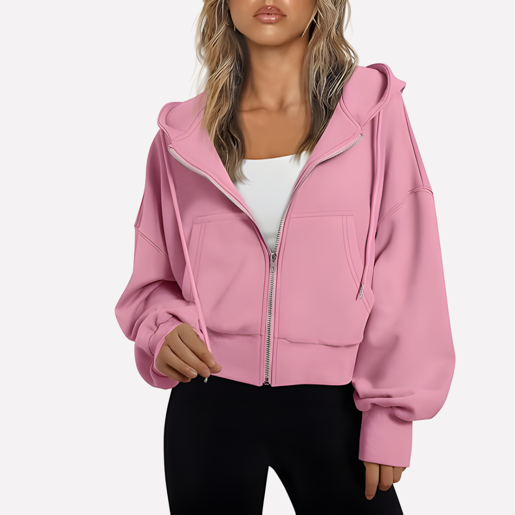 Women's Cropped Zip Up Hoodie | Oversized