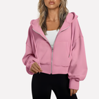 Women's Cropped Zip Up Hoodie | Oversized