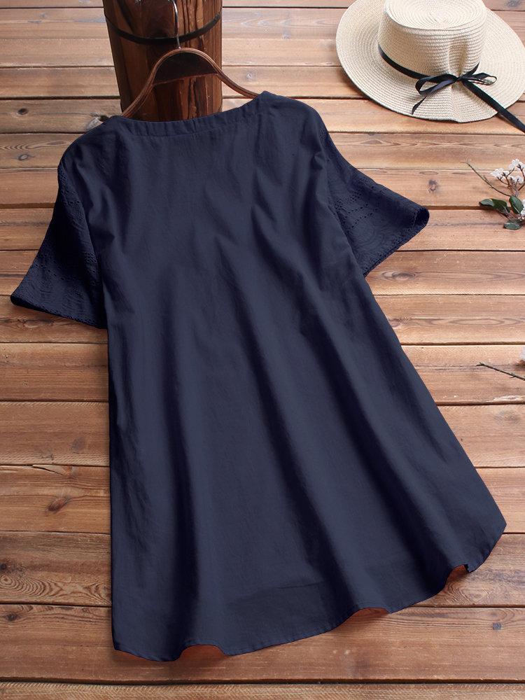 Women's Short Sleeves Casual Blouse | Side Buttons