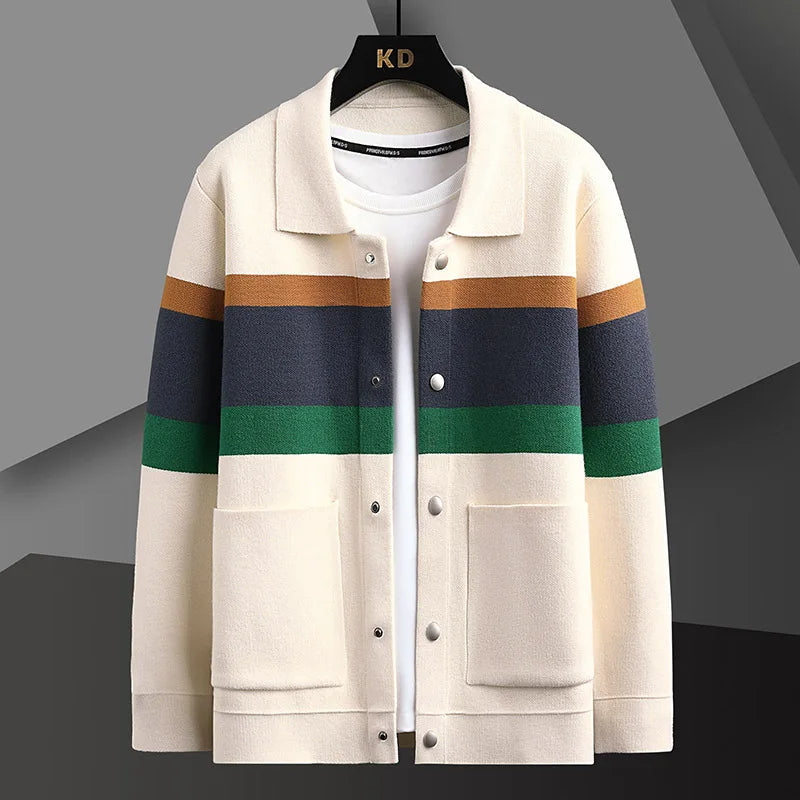 Men's Collar Knit Winter Jacket | Button Up