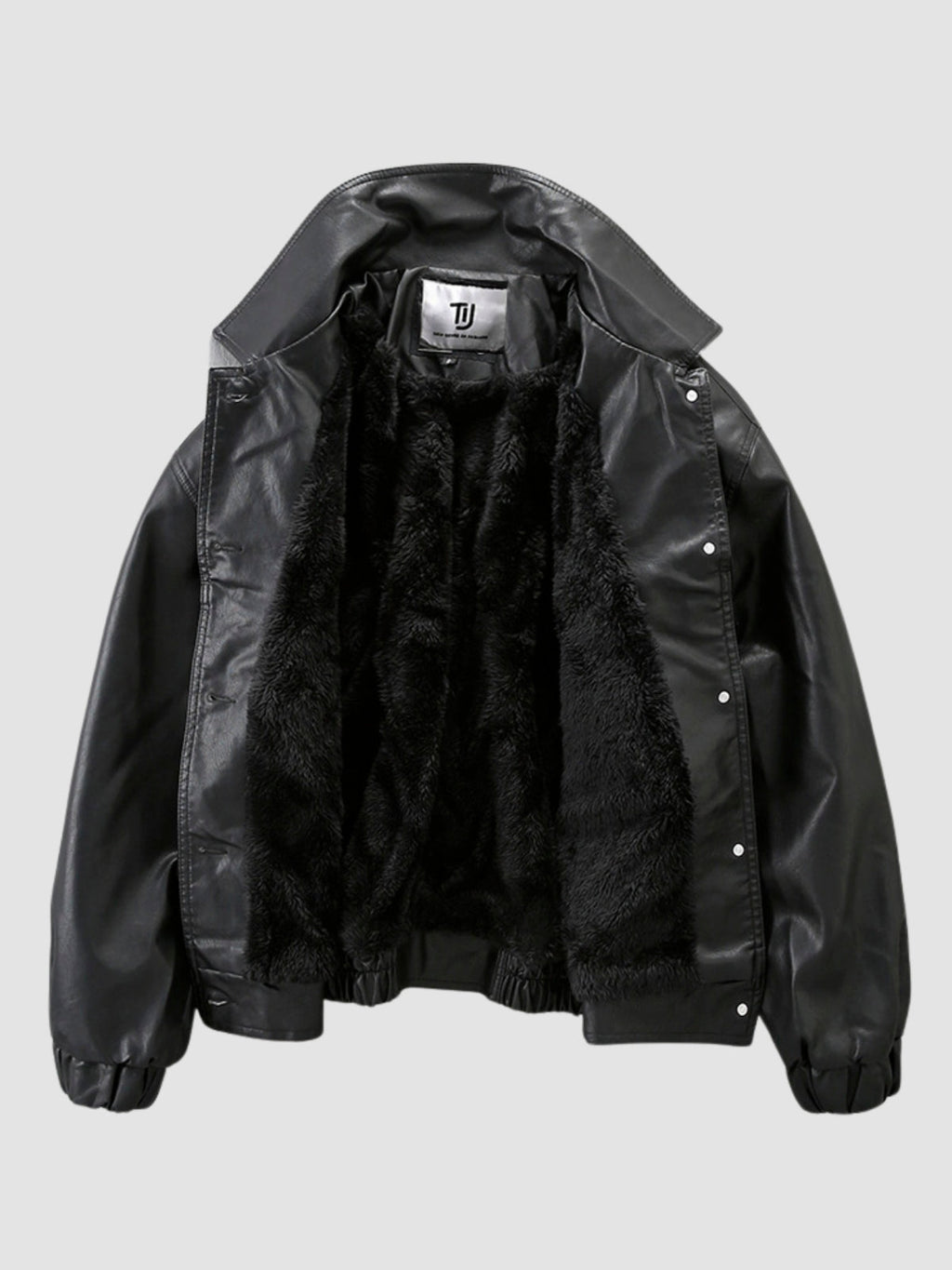 Men's Oversized Moto Black Jacket | Button Up