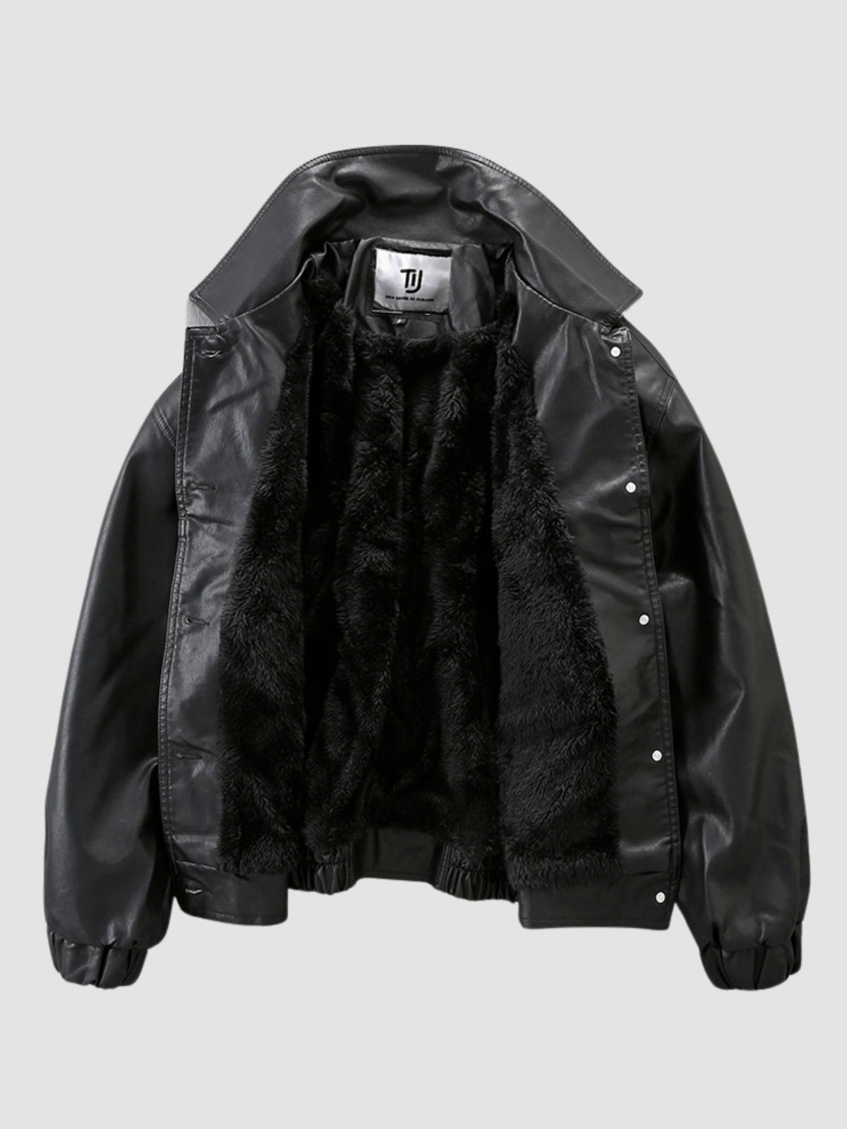 Men's Oversized Moto Black Jacket | Button Up