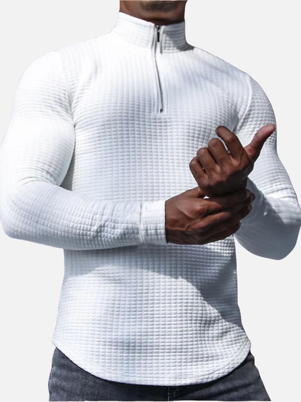 Men's Long Sleeve Quarter Zip Knit Sweater | Mock Neck