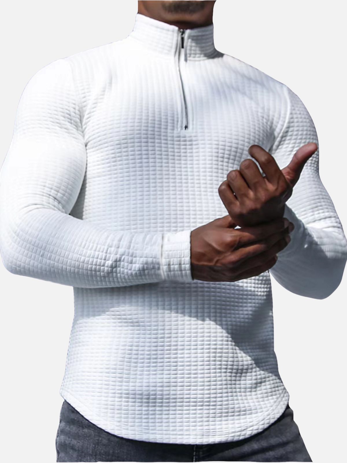 Men's Long Sleeve Quarter Zip Knit Sweater | Mock Neck